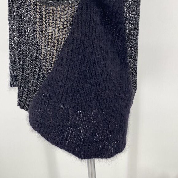 Eileen Fisher Project L Mohair Viscose Wool Blend‎ Metallic Open Knit Round Neck - Picture 9 of 16